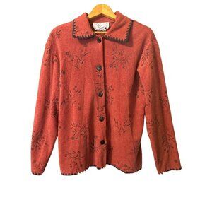 Womens Sarah Bentley Women's Cardigan Sweater VTG LRG Rust Button Up Super Soft